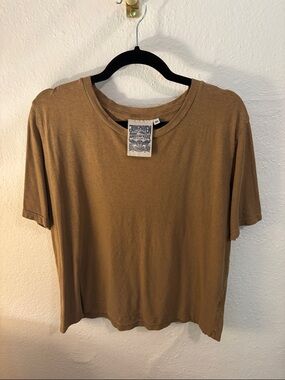 Jungmaven Silverlake Cropped Tee Tan Hemp Crewneck Tee